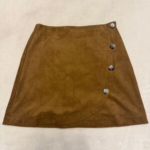 Maeve by Anthropologie Suede Brown Button Detail Mini Skirt